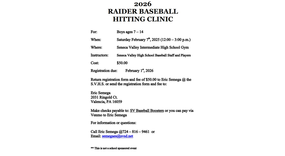 2026 RAIDER BASEBALL HITTING CLINIC